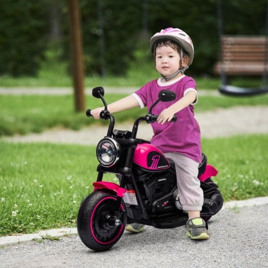 Homcom Moto Eléctrica Para Niños De 18-36 Meses Batería 6v Rosa