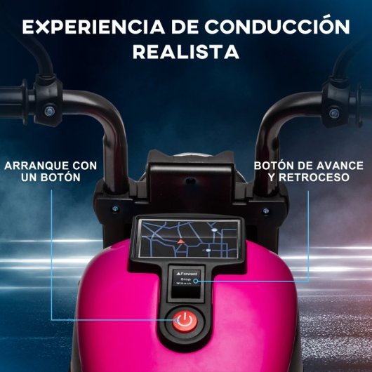 Homcom Moto Eléctrica Para Niños De 18-36 Meses Batería 6v Rosa
