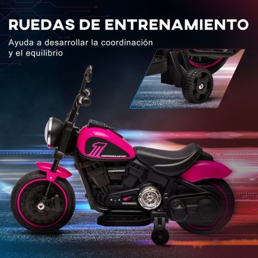 Homcom Moto Eléctrica Para Niños De 18-36 Meses Batería 6v Rosa