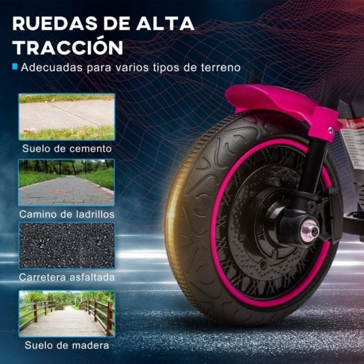 Homcom Moto Eléctrica Para Niños De 18-36 Meses Batería 6v Rosa