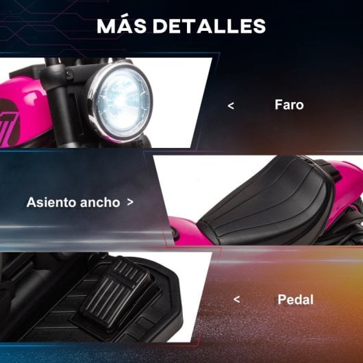 Homcom Moto Eléctrica Para Niños De 18-36 Meses Batería 6v Rosa