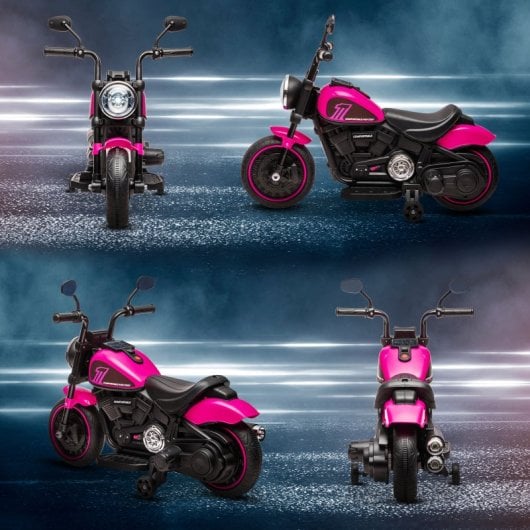 Homcom Moto Eléctrica Para Niños De 18-36 Meses Batería 6v Rosa