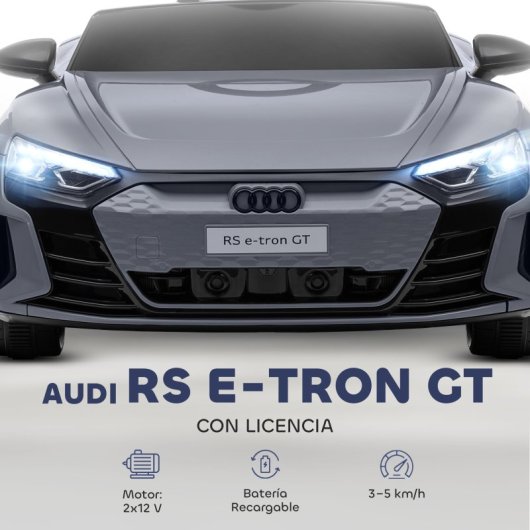 Homcom Coche Eléctrico Para Niños +3 Años Audi Rs E-tron Gt 103x58x41 Cm Gris