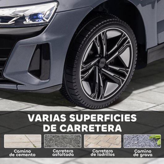 Homcom Coche Eléctrico Para Niños +3 Años Audi Rs E-tron Gt 103x58x41 Cm Gris