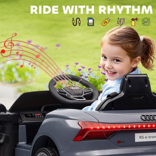 Homcom Coche Eléctrico Para Niños +3 Años Audi Rs E-tron Gt 103x58x41 Cm Gris