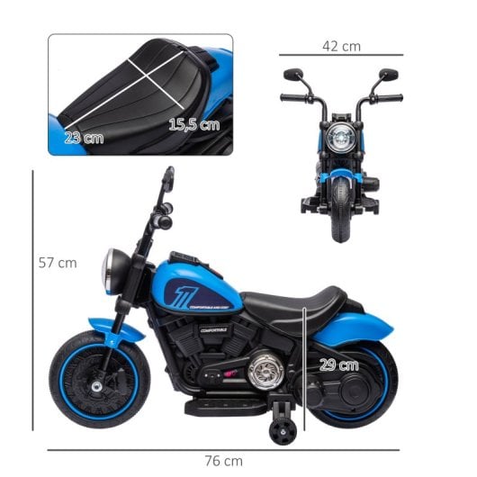 Homcom Moto Eléctrica Para Niños De 18-36 Meses Batería 6v Azul