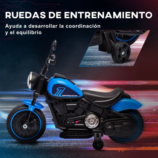 Homcom Moto Eléctrica Para Niños De 18-36 Meses Batería 6v Azul