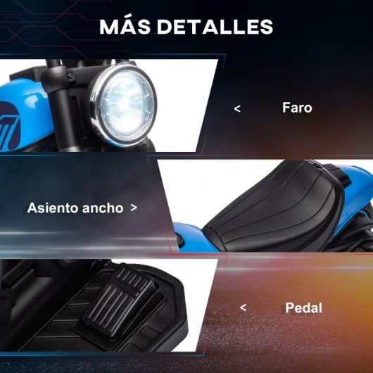 Homcom Moto Eléctrica Para Niños De 18-36 Meses Batería 6v Azul