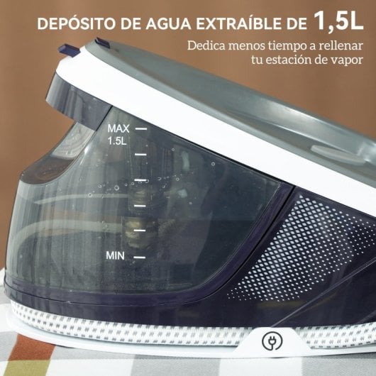 Homcom Centro De Planchado 2600w 100 G/min 8 Bares Función Eco Azul