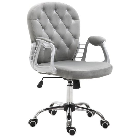 Vinsetto Silla De Escritorio Tapizada En Terciopelo Carga 120 Kg Gris