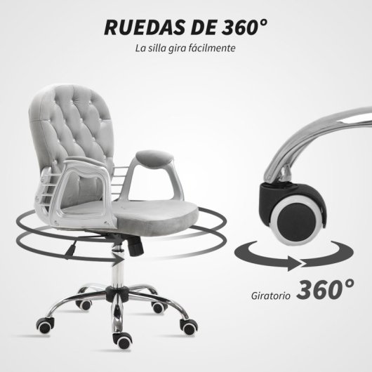 Vinsetto Silla De Escritorio Tapizada En Terciopelo Carga 120 Kg Gris