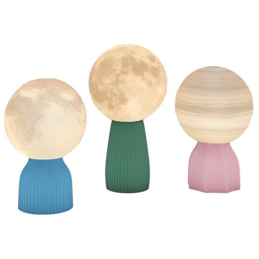 Homcom Juego De 3 Lámparas De Mesita De Noche 3d 3 Colores Blanco