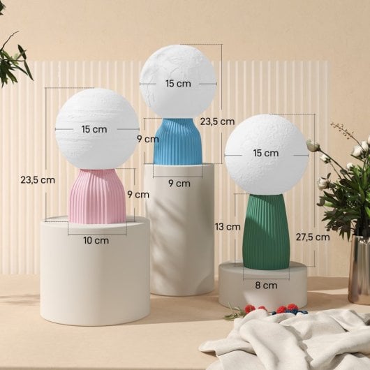 Homcom Juego De 3 Lámparas De Mesita De Noche 3d 3 Colores Blanco