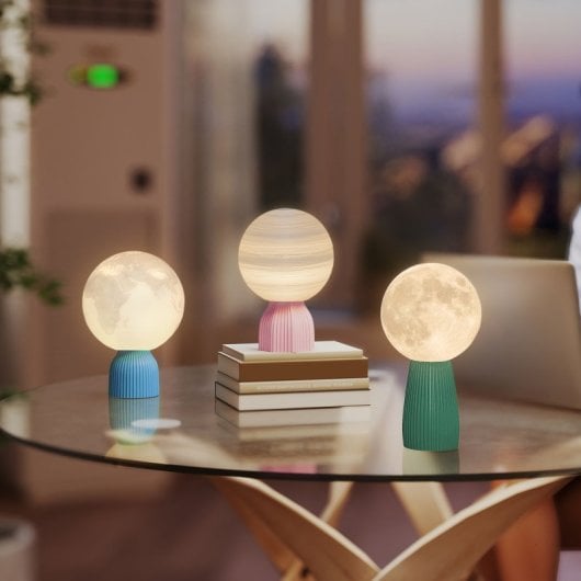 Homcom Juego De 3 Lámparas De Mesita De Noche 3d 3 Colores Blanco