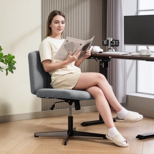 Homcom Silla De Oficina Sin Brazos Silla De Escritorio Giratoria Basculante Gris