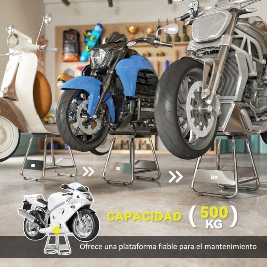 Homcom Caballete Tipo Soporte Elevador De Motocross Carga 500 Kg Desmontable