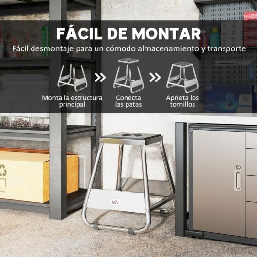Homcom Caballete Tipo Soporte Elevador De Motocross Carga 500 Kg Desmontable