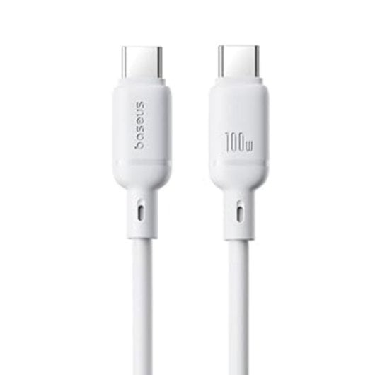 Cable USB-C Baseus Silky Series 2 metros 100 W silicona blanco carga rápida