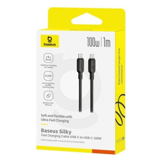 USB-C Kabel Baseus Silky Series 1m 100W Schnelllade Silikon Schwarz
