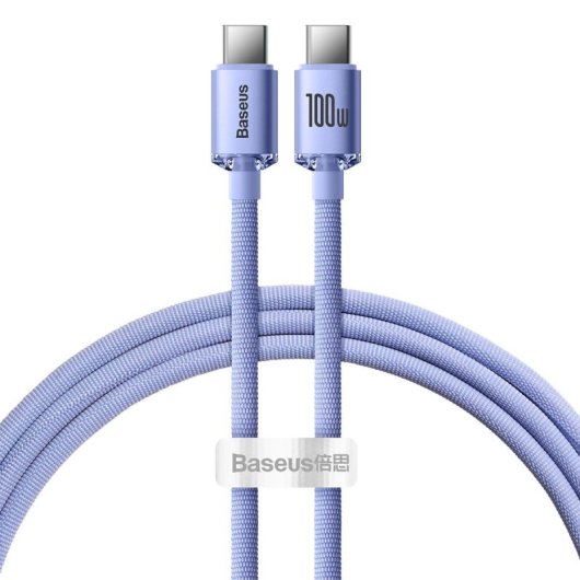 Cabo USB C Baseus CAJY000605 1,2m 100W Transferência 480Mbps Violeta