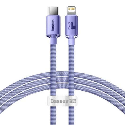 Kabel Baseus Crystal Shine USB-C auf Lightning 1,2 m Lila Schnellladen