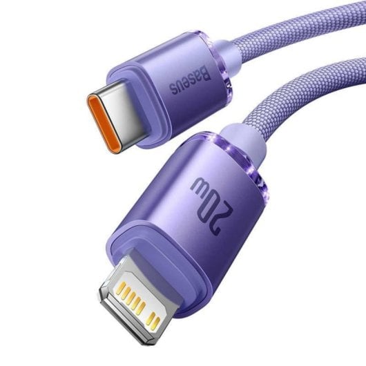 Kabel Baseus Crystal Shine USB-C auf Lightning 1,2 m Lila Schnellladen