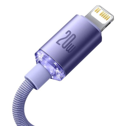 Kabel Baseus Crystal Shine USB-C auf Lightning 1,2 m Lila Schnellladen