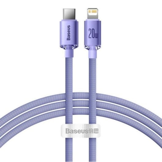 Kabel Baseus Crystal Shine USB-C auf Lightning 1,2 m Lila Schnellladen