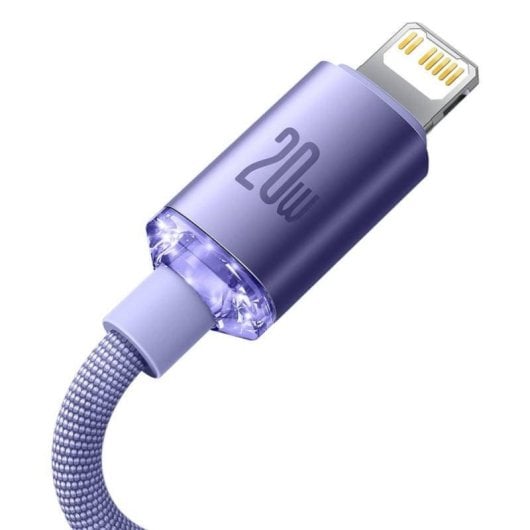 Kabel Baseus Crystal Shine USB-C auf Lightning 1,2 m Lila Schnellladen