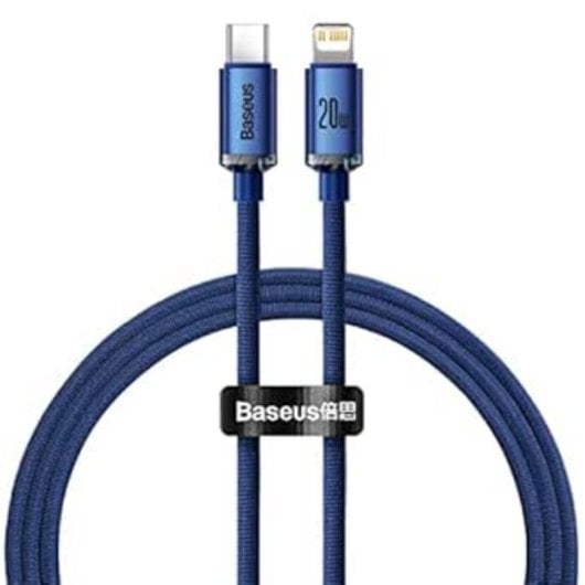 Kabel Baseus CAJY000203 Lightning auf USB C 1,2 m 20 W Textil Blau