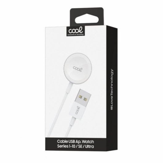 Cable carga magnética COOL Apple Watch Series 1-10 SE Ultra USB blanco