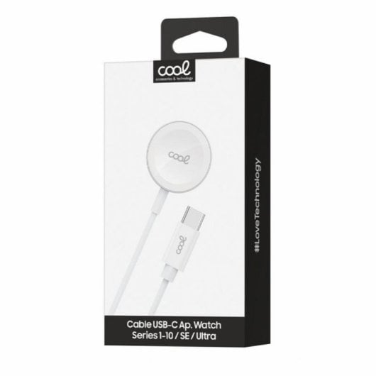 Cable cargador magnético COOL Tipo-C para Apple Watch Series 1-10 SE Ultra 2.5W Blanco