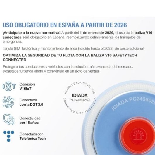 Luz de Emergencia V16 COOL Safetytech Baliza Conectada Geolocalizada DGT 360º 1KM