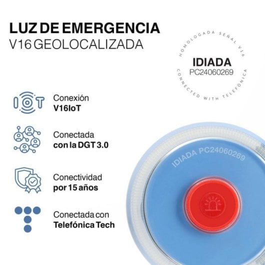 Luz de Emergencia V16 COOL Safetytech Baliza Conectada Geolocalizada DGT 360º 1KM