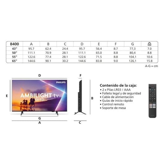 TV Philips QLED 55PUS8400 55" 4K UltraHD 60Hz Smart TV Titan OS HDR10+ Ambilight Dolby Atmos