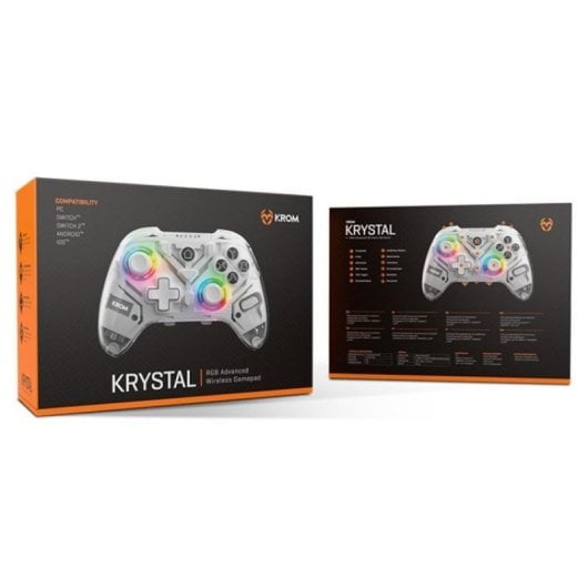 Controller Krom Krystal Wireless Bluetooth v5.0 Trasparente RGB PC Switch Android