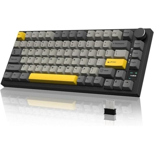 Teclado mecánico Ajazz AK820PRO Layout ANSI 75% inalámbrico RGB Hot-Swap pantalla TFT perilla CNC