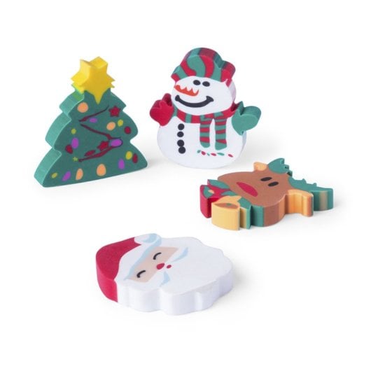 Ensemble de gommes Flop avec motifs de Noël originaux.