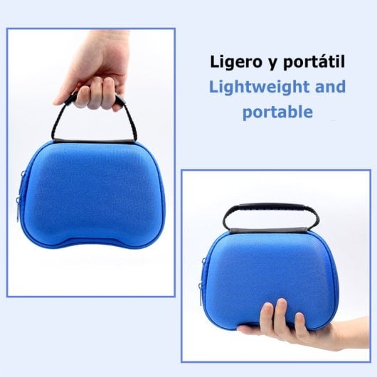 Custodia per controller PS5. Semirigida, con maniglia, interno morbido e vellutato e chiusura con cerniera.