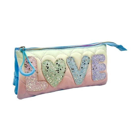 Estuche Triple Blin-blin Love. Interior Totalmente Forrado Y Personalizado.