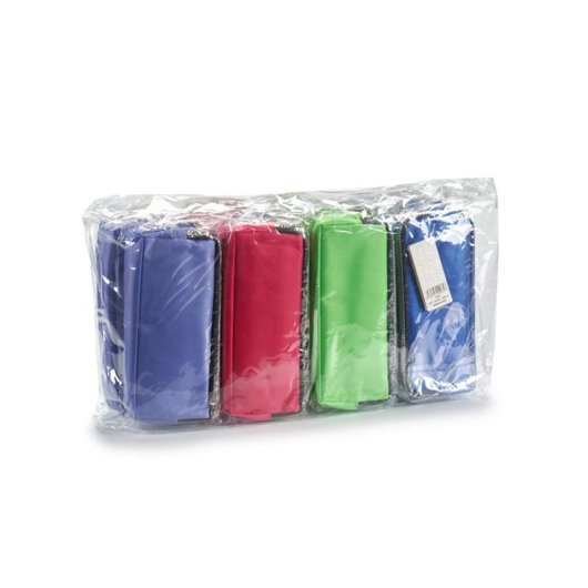 Confezione da 4 astucci con 2 cerniere. Assortiti in 4 colori.