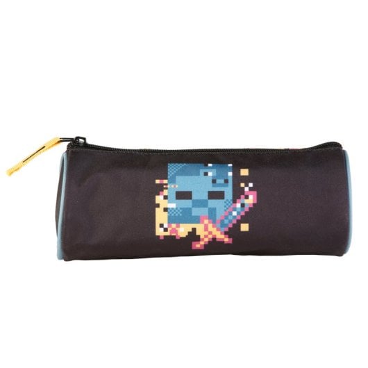 Estojo redondo Minecraft Pixel. Interior totalmente forrado e personalizado.