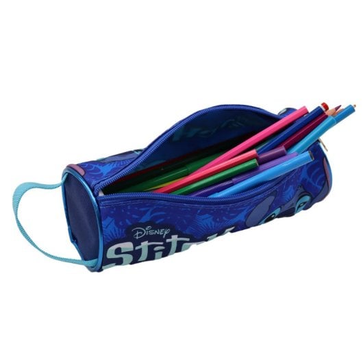 Astuccio rotondo Stitch. Interno completamente foderato e personalizzato.