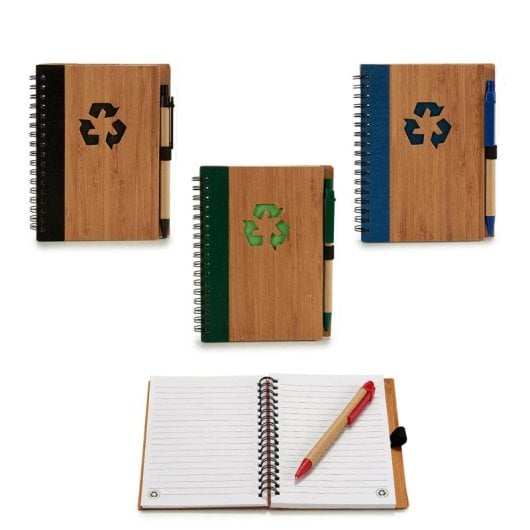 4er-Pack Notizbücher und Stifte aus recyceltem Bambus, 16 x 12 cm, S4