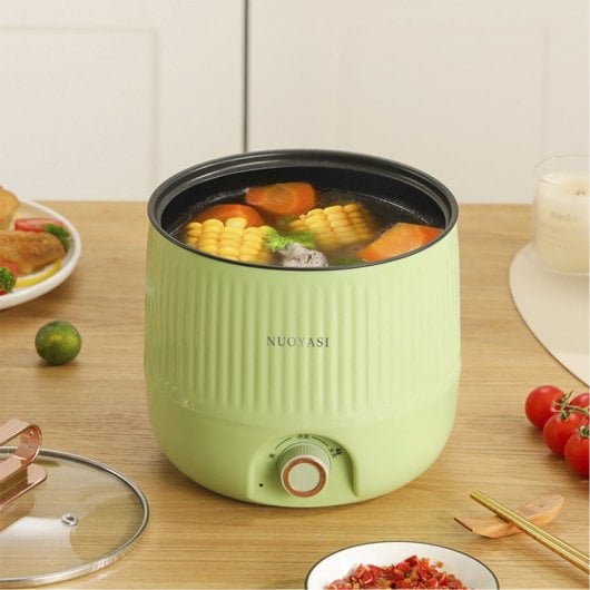 Pentola elettrica multifunzione, pentola calda, cuociriso, con isolamento termico (6 ore), serbatoio antiaderente da 1,8 l, 400 W