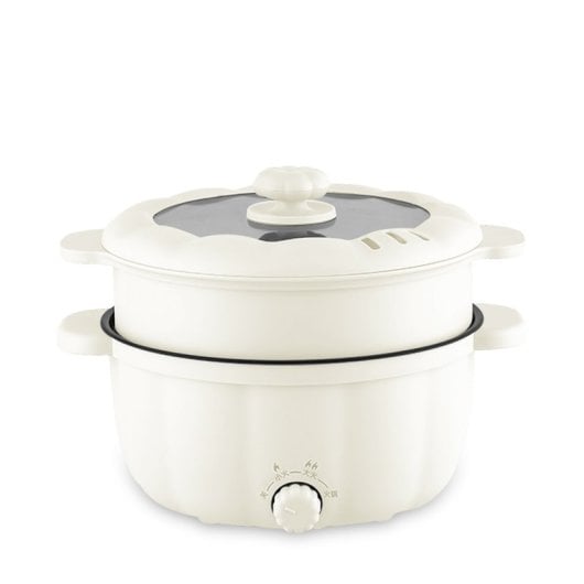 Multifunktionaler elektrischer Dampfgarer. Drei Temperatureinstellungen, 2,5 l Doppelebene. Eintopf, Pfannenrühren, Dämpfen usw.
