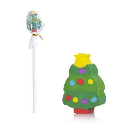 Matita in legno Miffet con gomma a forma di albero di Natale.