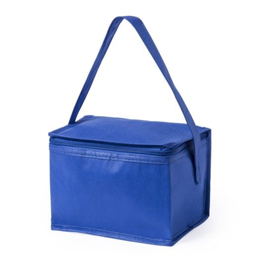 Frigorifero portatile Hertum per 6 lattine, con interno isolato e finitura in alluminio.