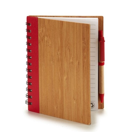 Pack 4 Libretas De Bambú Con Goma Y Boli 18x14. Surtido 4 Diseños.
