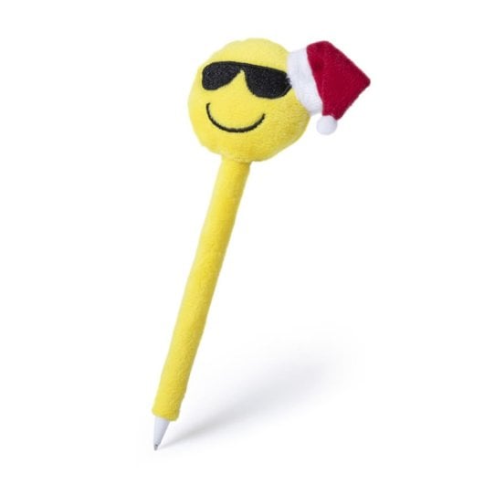 Penna di peluche Emoji natalizia con occhiali da sole.